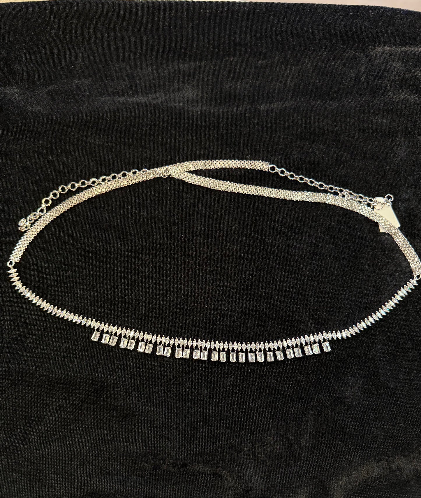 Ravishing White Stone Worked American Diamond Hip Chain Near Me