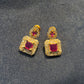 Dark Pink Color Stones With Gold Plated Earrings Near Me