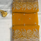 Charming Yellow Color Crush Georgette Embroidered Work Fancy Saree - PREMIUM QUALITY
