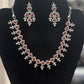 Stunning Pink and White Color Stones American Diamond Necklace With Earrings Sets