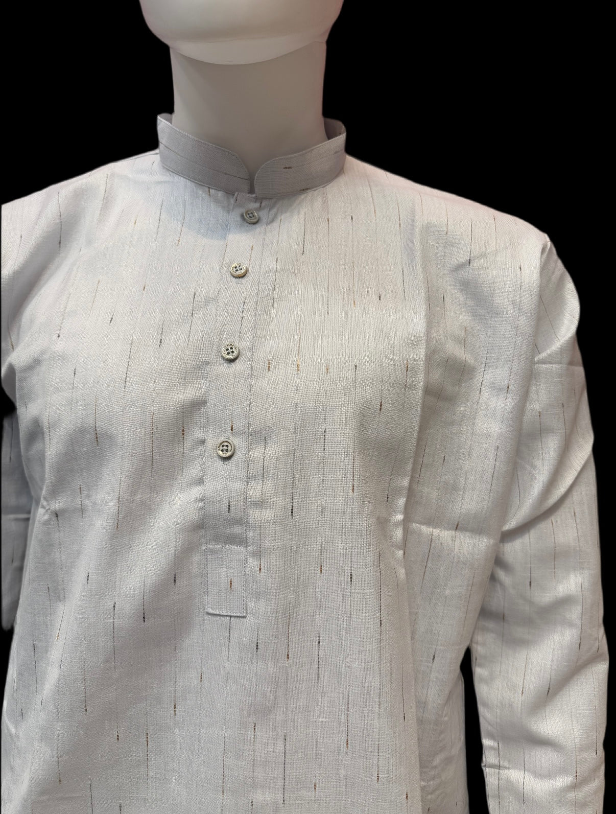 Alluring Gray Color Designer Self Design Pattern Men's Kurta With Pajama Pant Near Me