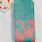 Beautiful Peach With Light Blue Color Art Silk Saree For Women