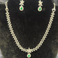 American Diamond White And Green Color Stones Necklace and Earrings Set Near Me