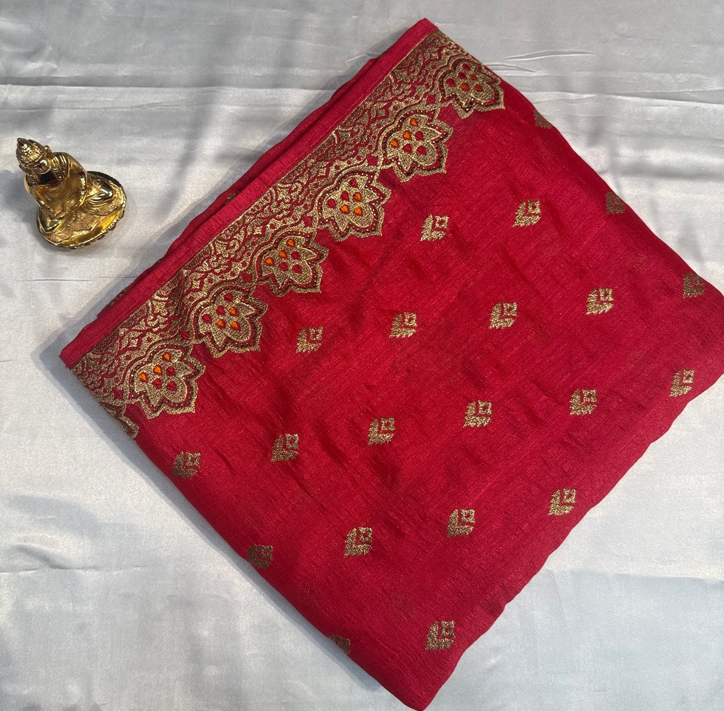 Alluring Pink Color Heavy Chinon Embroidered Work Fancy Saree - PREMIUM QUALITY