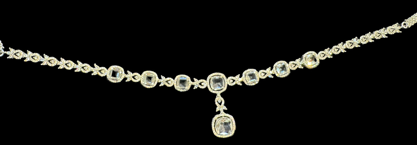 Beautiful White American Diamond Emerald Shape Stone Hip Chain