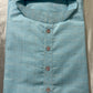 Alluring Sea Blue Color Cotton Men's Kurta With Pajama Pant