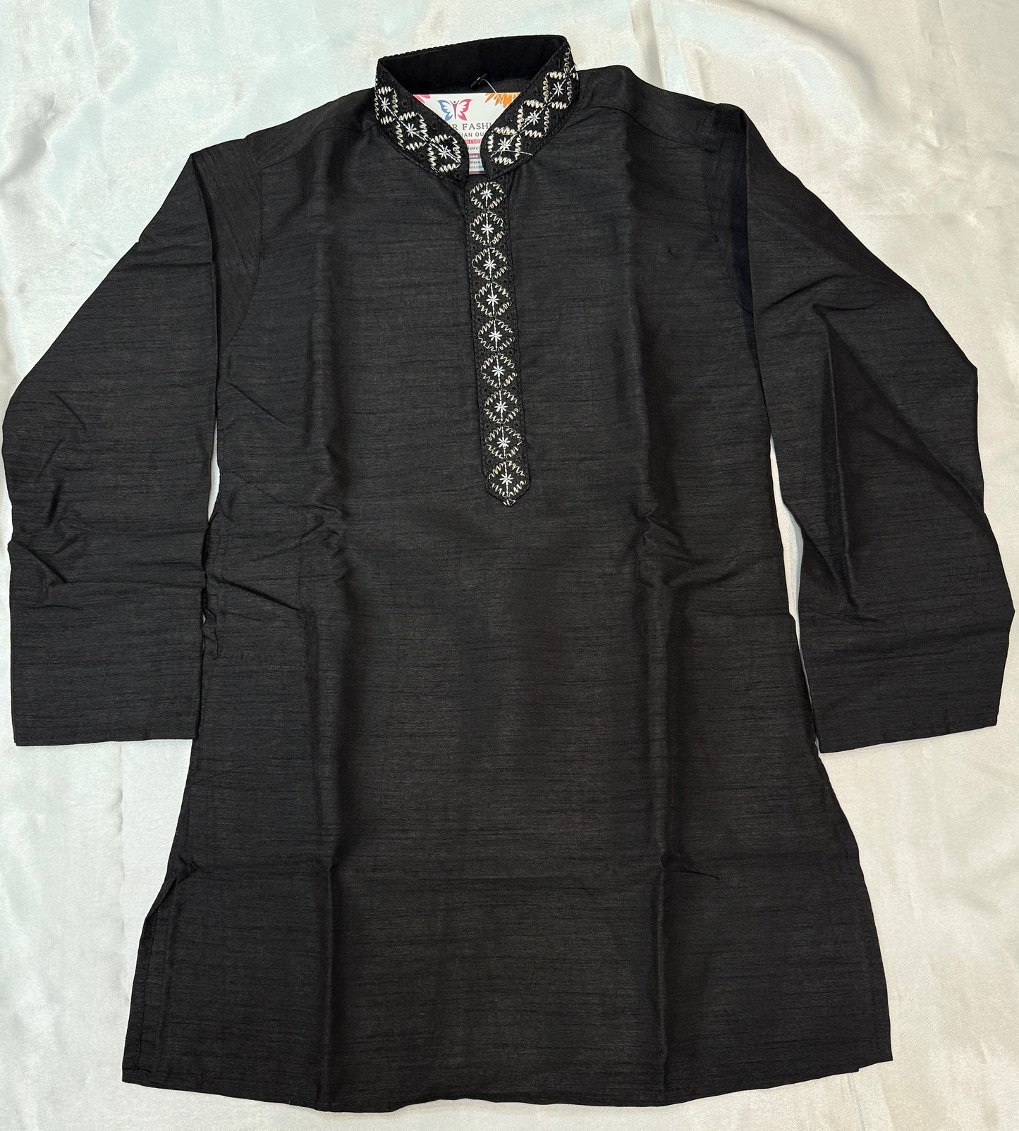 Elegant Black Color Heavy Banarasi Embroidery Kurta Pajama Set For Boys