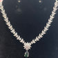 Leaf Shaped American Diamond Green And White Color Stones Necklace Near Me