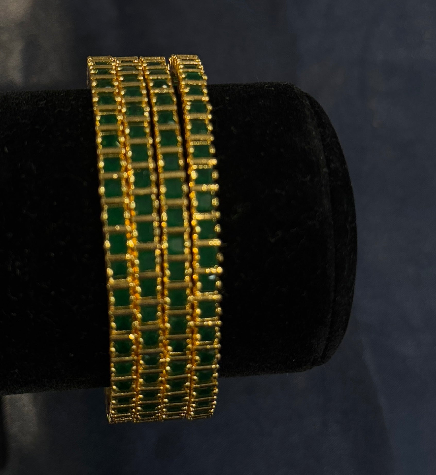 Green Stones Modern Design Gold Plated Bangles Near Me