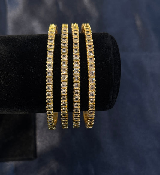 Attractive White Stones Gold Plated Designer Bangles For Women.