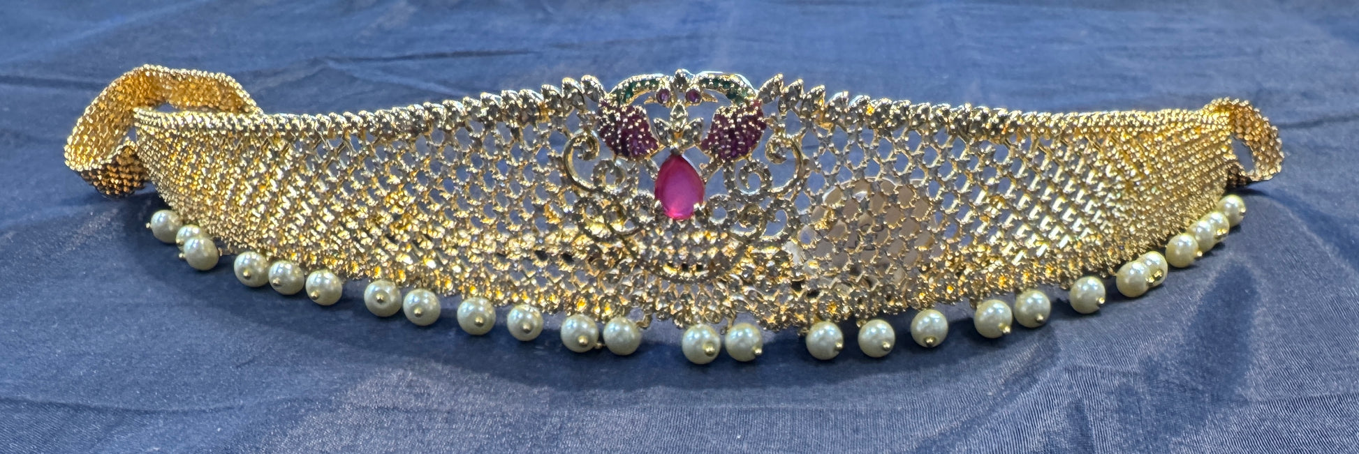 Lovely Gold Plated With Pink Stones Hip Chain In USA