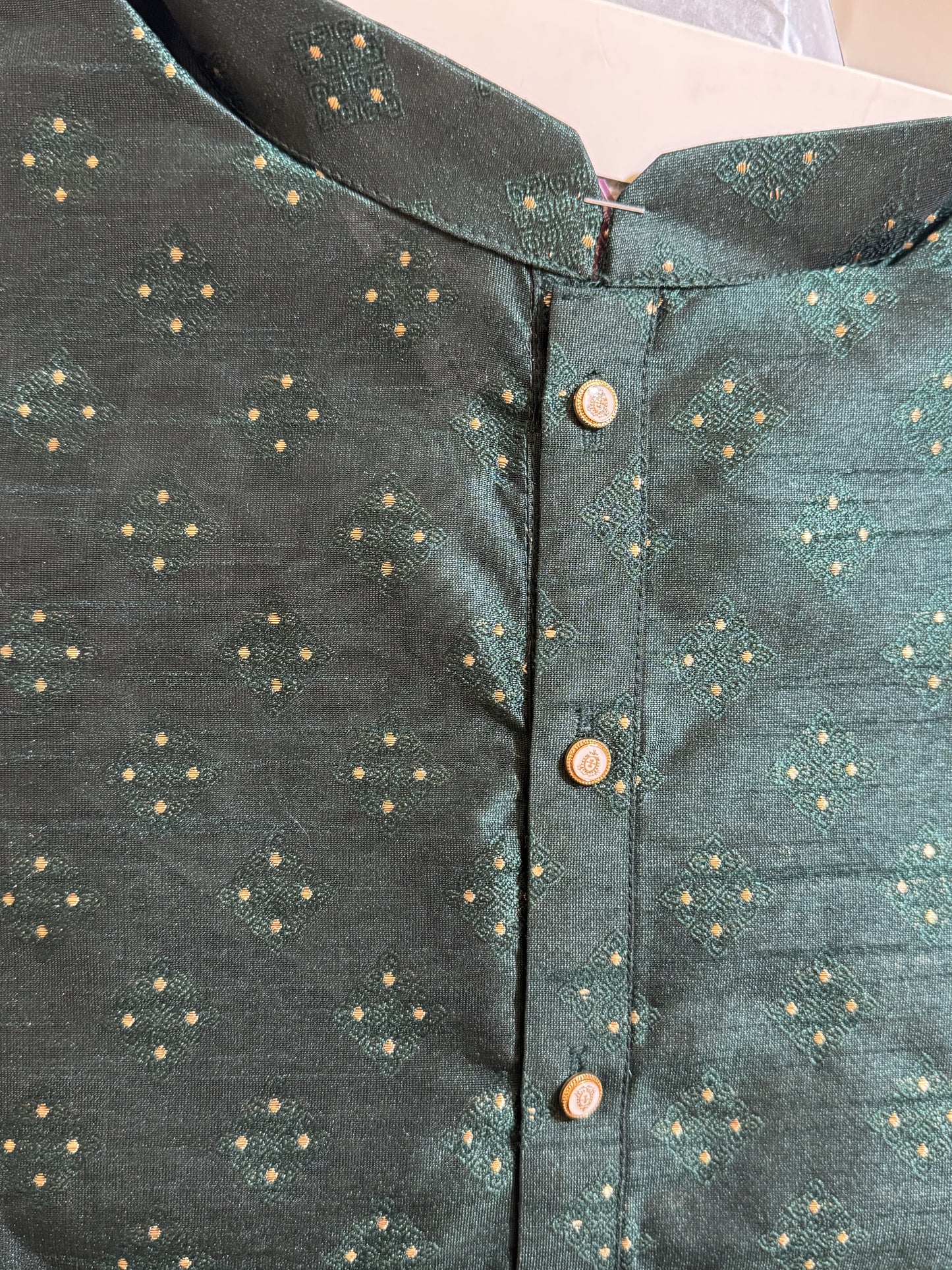 Attractive Green Color Men's Jacquard Kurta Suit In USA