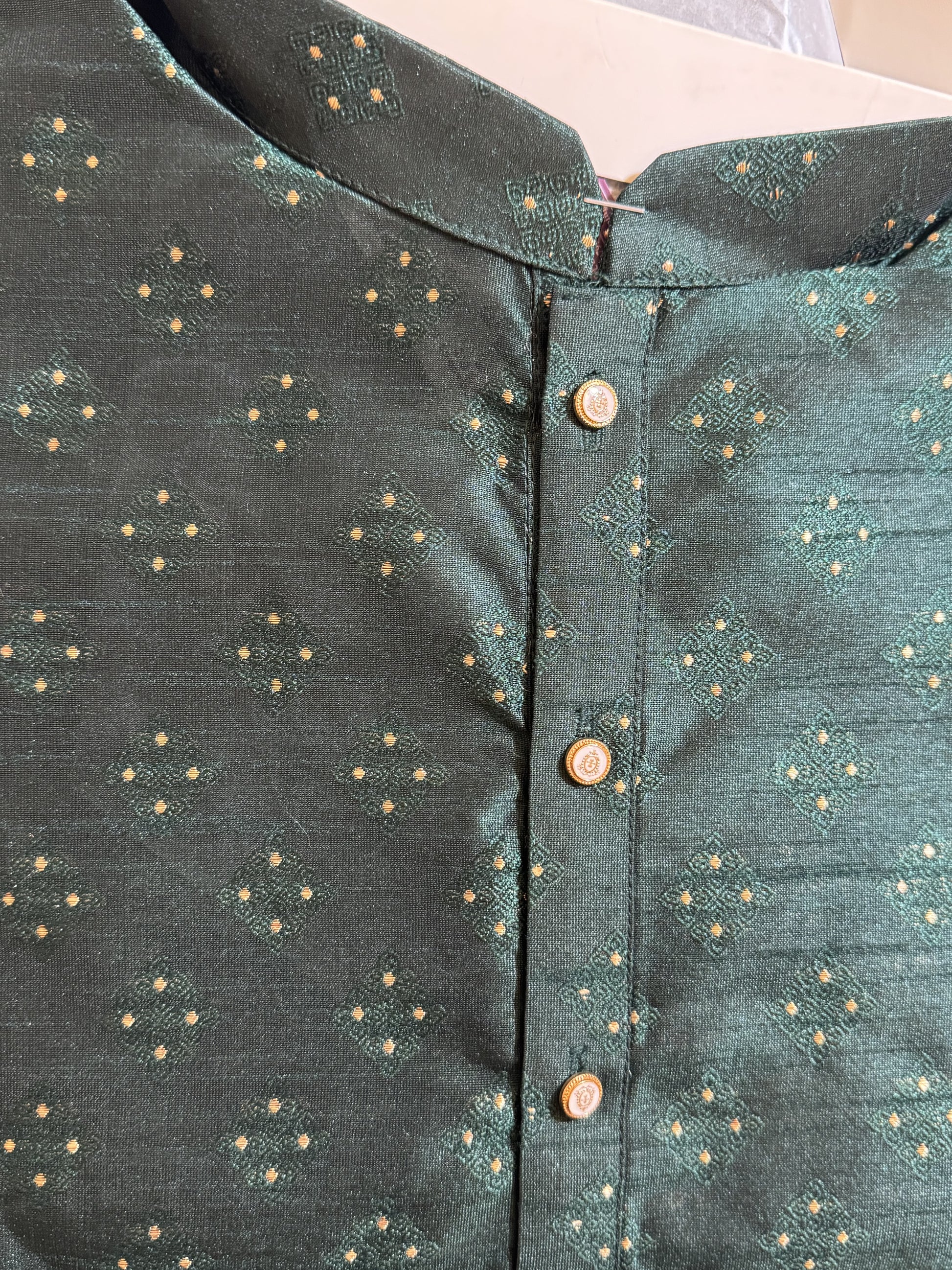 Attractive Green Color Men's Jacquard Kurta Suit In USA