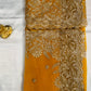 Charming Yellow Color Crush Georgette Embroidered Work Fancy Saree - PREMIUM QUALITY