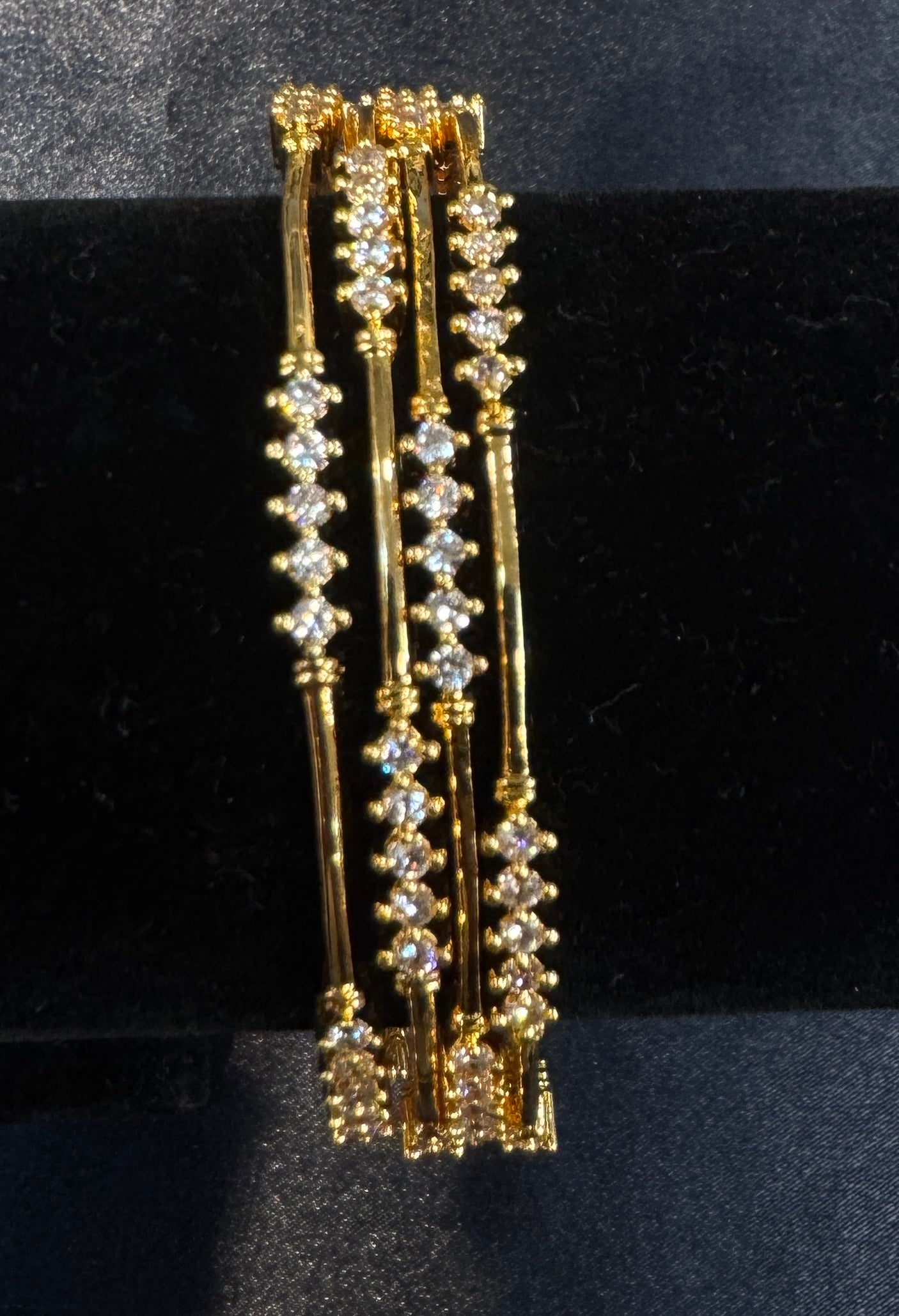 Elegant White Stones Gold Plated Bangles For Women