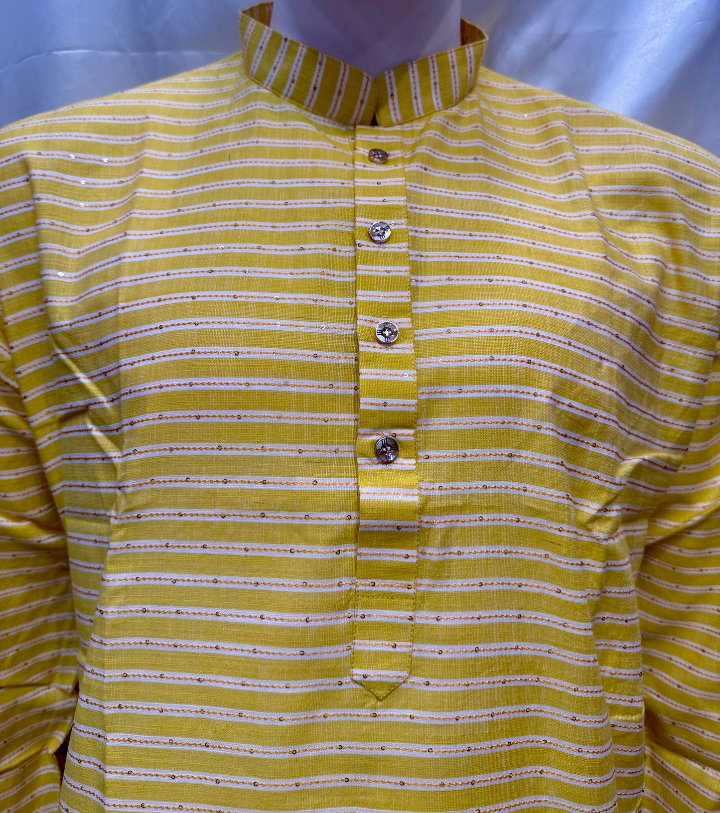 Alluring Yellow Color Cotton Kurta With Pajama For Men