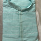 Beautiful Sea Green Color Cotton Men's Kurta With Pajama Pant