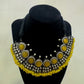 Amazing Yellow Stone Studded German Silver Oxidized Necklace And Earrings With Yellow Pearls Drop