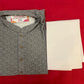 Appealing Silver Color Jacquard Chikankari Kurta Suit For Men
