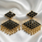 Adorable Black Stones Gold Plated Earrings in Chandler