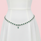Appealing American Diamond Green And White Stone Work Hip Chain For Women