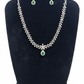 Adorable American Diamond White And Green Color Stones Necklace and Earrings Set