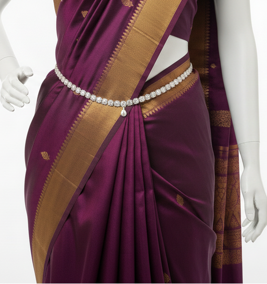 Elegant American Diamond White Color Stones Hip Chain For Women