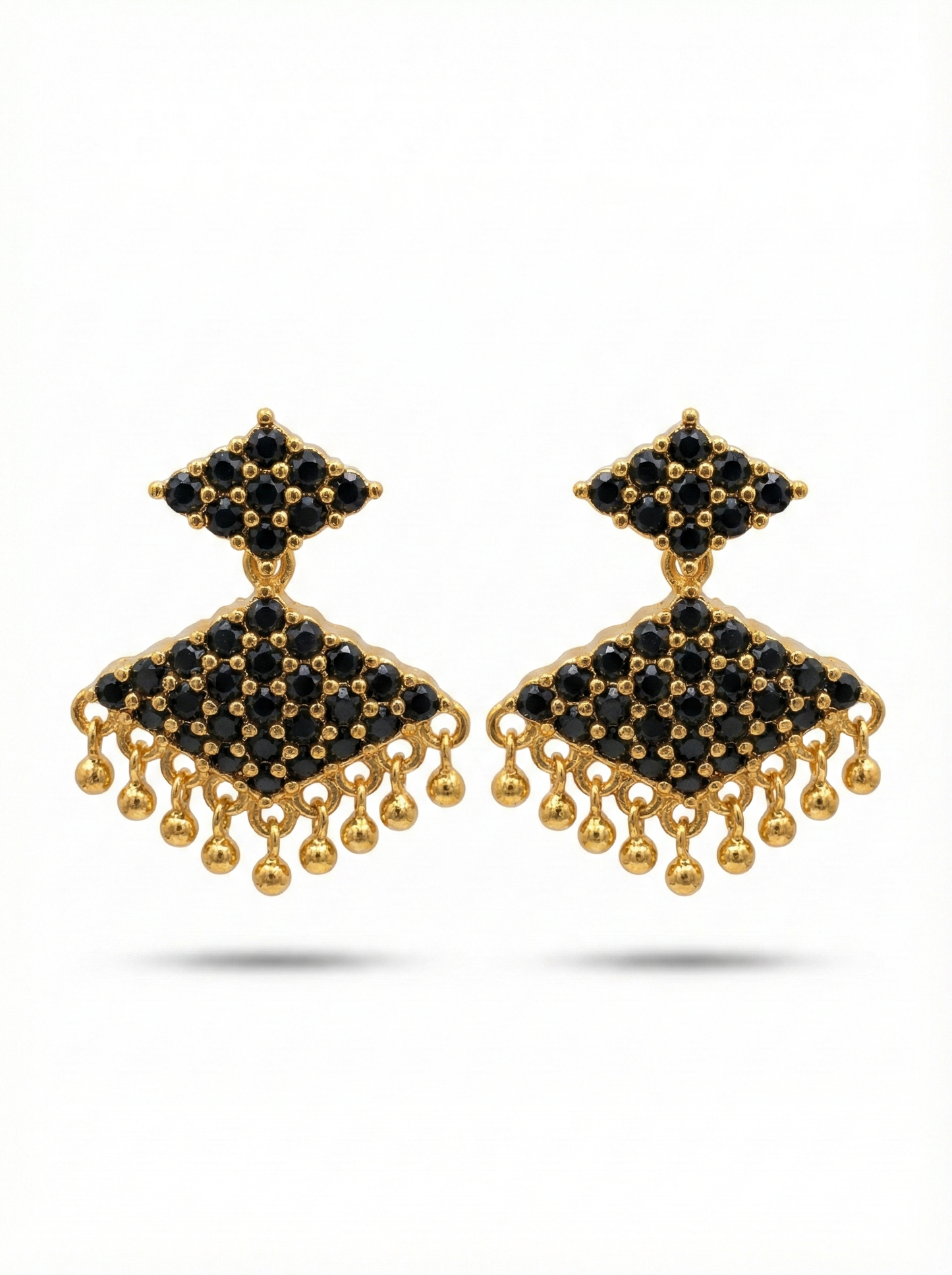 Adorable Black Stones Gold Plated Earrings For Women Near Me