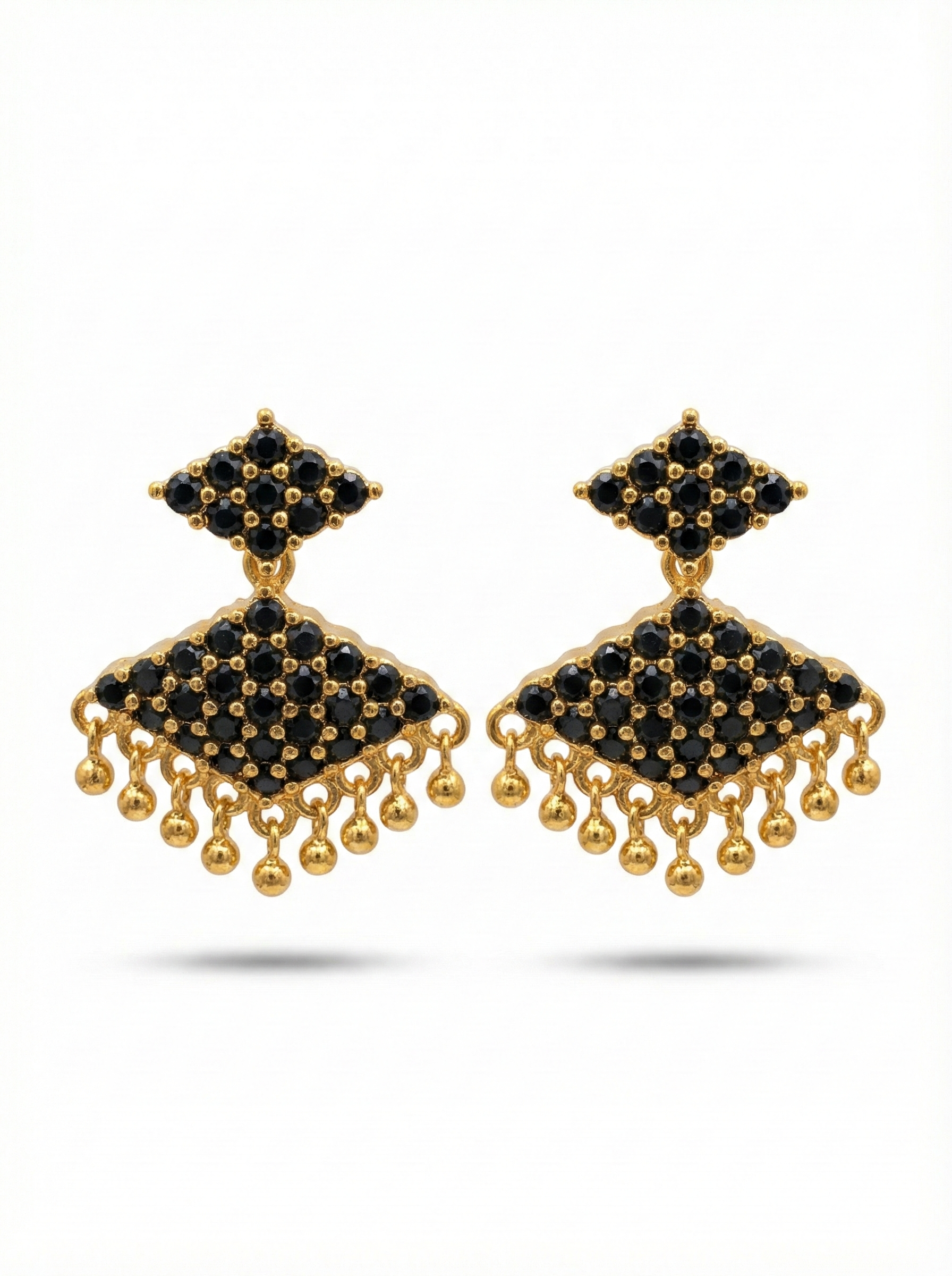 Adorable Black Stones Gold Plated Earrings For Women Near Me