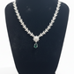 Beautiful Leaf Shaped American Diamond Green And White Color Stones Necklace For Women