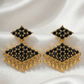 Adorable Black Stones Gold Plated Earrings For Women
