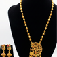 Pretty Gold Plated Matt Finish Dark Pink And Green Color Stones Necklace And Earrings Set