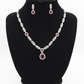 Marvelous White And Red Color Stones American Diamond Necklace With Earrings