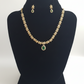 Beautiful White and Green Color Stones Gold Plated Necklace With Earrings