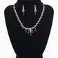 Amazing Rani Pink And White Color Stones American Diamond Necklace With Earrings