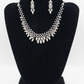 Pleasing Leaf Design American Diamond White Color Stones Necklace and Earrings Set