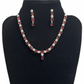 American Diamond Pink And White Color Stones Necklace And Earrings Set