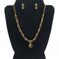 White Stones And Gold Plated Necklace With Earrings Set For Women