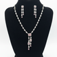 Pretty White And Pink Color Stones American Diamond Necklace With Earrings
