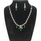 Pleasing Designer American Diamond White And Green Color Stones Necklace And Earrings Set