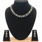 Alluring American Diamond Green And White Color Stones Necklace With Earrings Set