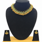 Gorgeous Round Shaped Dark Green Color Gold Plated Necklace With Earrings Set