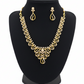 Alluring White Stone Embedded Gold Plated Necklace With Earrings Set