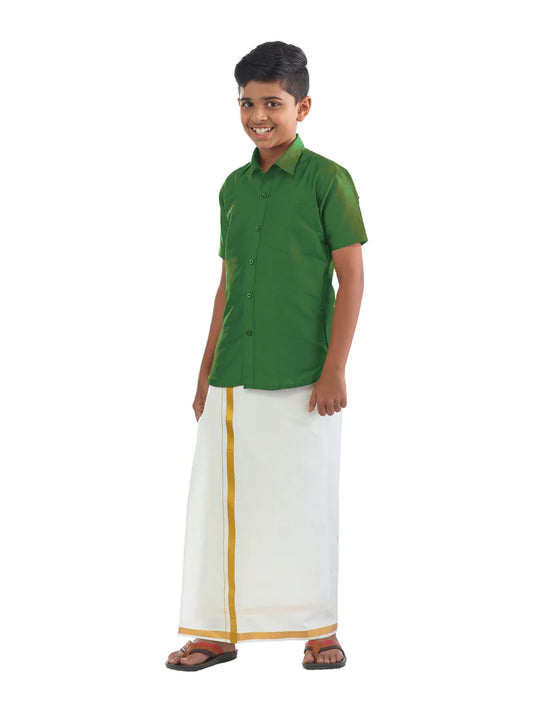 Charming Green Color Dhoti Sets For Kids