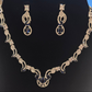 Ravishing Blue Stone Embedded American Diamond Necklace With Pretty Earrings Set