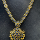 Alluring Gold Plated Navy Blue Color Necklace With Earrings