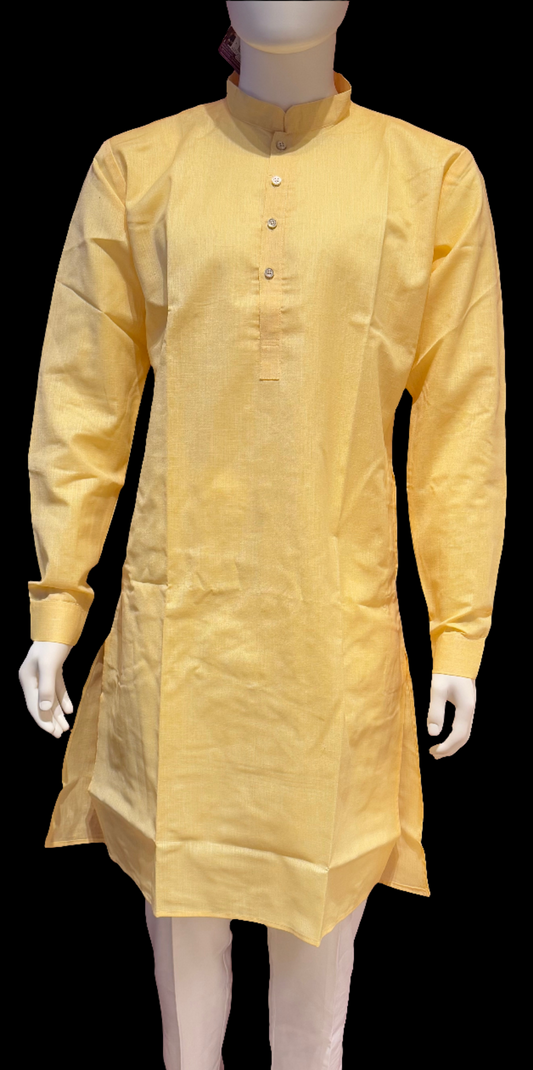 Stunning Light Yellow Color Men's Kurta With Pajama Pant