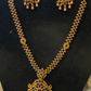 Alluring Gold Plated Navy Blue Color Necklace With Earrings