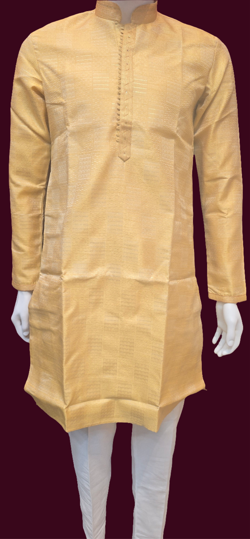 Charming Mustard Gold Color Art Silk Kurta With Pajama Pant For Men