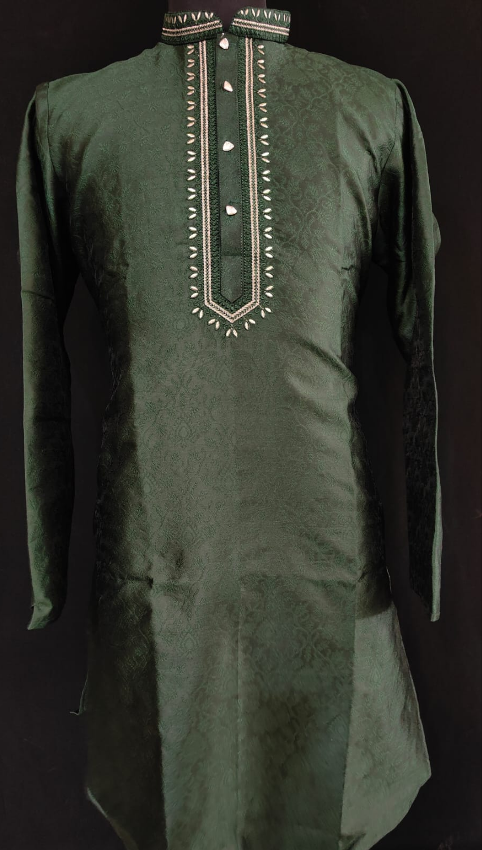 Gorgeous Green Colored Banarasi Brocade Embroidery Work Kurta Pajama Pant For Men